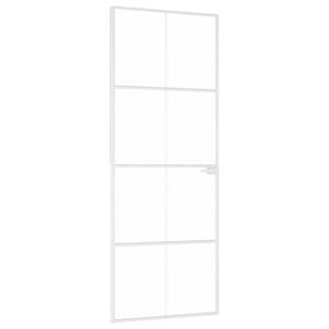 vidaXL Innent&uuml;r Wei&szlig; 76x201,5 cm Hartglas & Aluminium Schlank