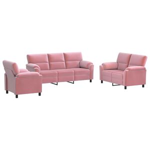 vidaXL Sofa-Set 3 pcs Rosa Samt
