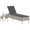 vidaXL Sonnenliege mit Tisch und Auflage Hellgrau Poly Rattan