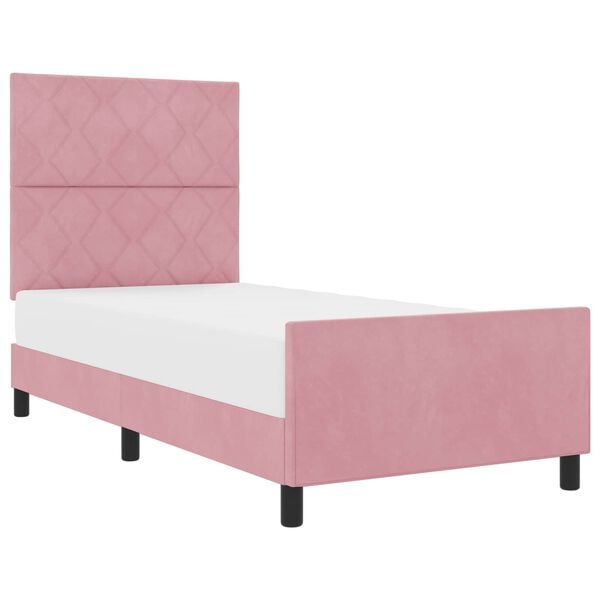 vidaXL Boxspringbett mit Kopfteil Rosa 90 x 190 cm Samt