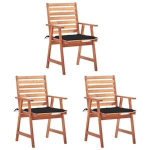 vidaXL Garten-Essst&uuml;hle 3 Stk. mit Kissen Massivholz Akazie