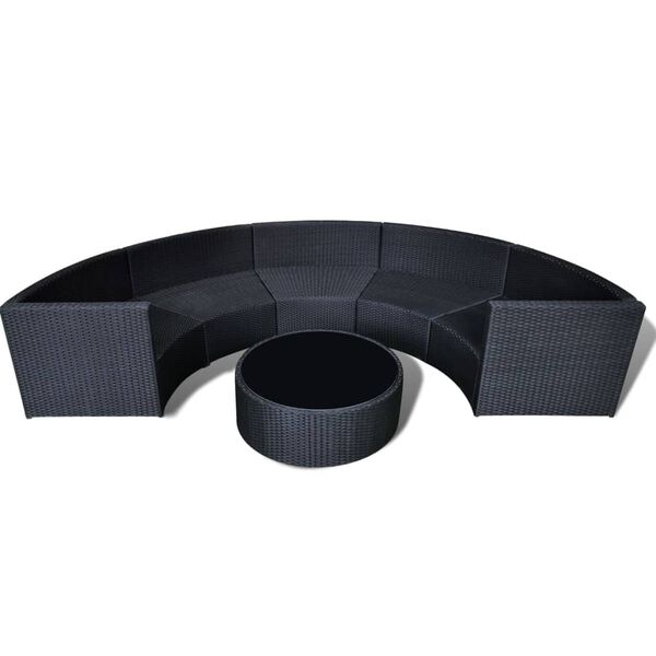 vidaXL 6-tlg. Garten-Lounge-Set mit Kissen Poly Rattan Schwarz