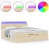 vidaXL Ottoman-Bett mit Matratze & LEDs Creme 160x200 cm Stoff