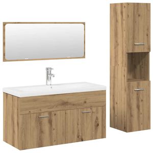 vidaXL 4-tlg. Badm&ouml;bel-Set Artisan-Eiche Holzwerkstoff