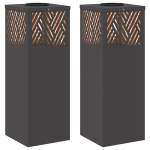 vidaXL Solar LED Weg Licht 2 pcs Schwarz Kalt gewalzter Stahl