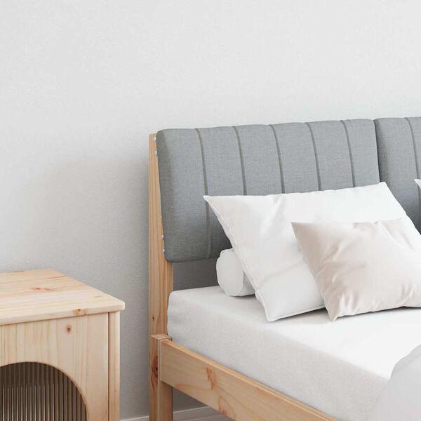 vidaXL Gepolstertes Kopfteil Hellgrau 120 cm Massives Kiefernholz