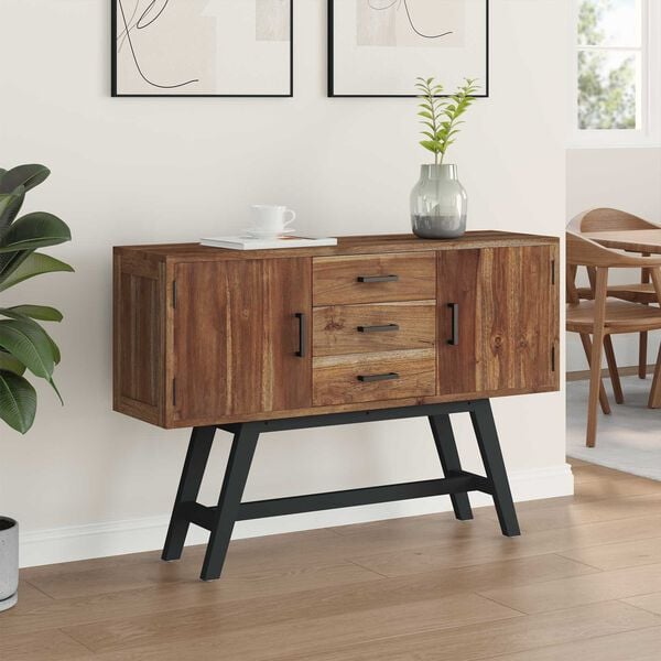 vidaXL TV-St&auml;nder Natur 110 x 30 x 75 cm Massivholz Teak