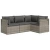 vidaXL 4-tlg. Garten-Lounge-Set mit Kissen Grau Poly Rattan