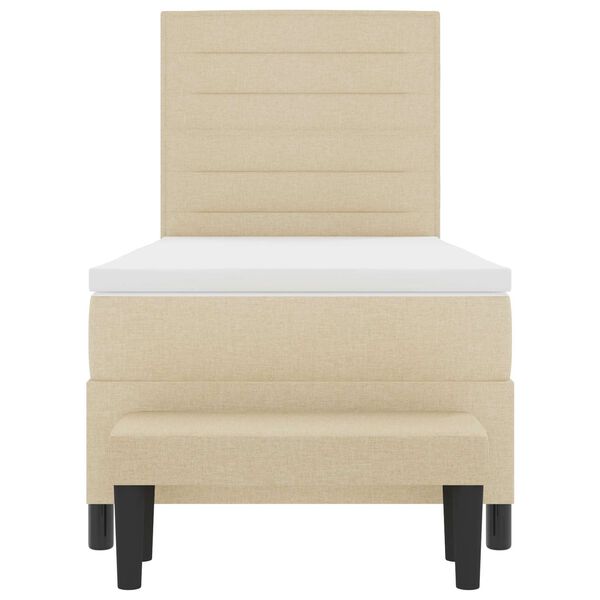 vidaXL Boxspringbett mit Matratze mit Kopfteil Creme 80 x 200 cm Stoff