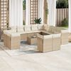 vidaXL 14-tlg. Garten-Sofagarnitur mit Kissen Beige Poly Rattan