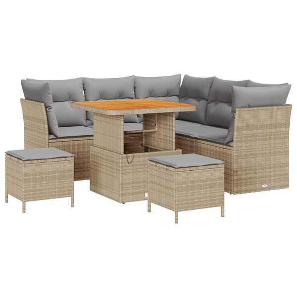 vidaXL Gartensofa-set 8 pcs Beige Poly-Rattan