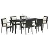 vidaXL Garten Essgruppe mit Kissen 7 pcs Schwarz Poly-Rattan