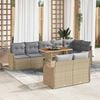 vidaXL Garten-Sofa-Set mit Speicher 9 pcs Beige Poly Rattan