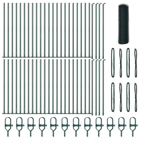 vidaXL Zaunpfosten Gr&uuml;n 100 x 1 m (13 mm Maschenweite) Stahl und PVC