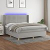 vidaXL Boxspringbett mit Matratze & LED Hellgrau 180x200 cm Stoff