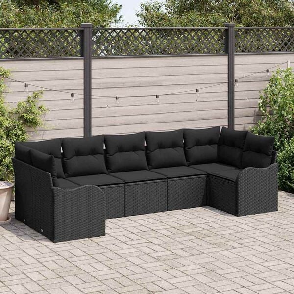 vidaXL Gartensofa-set Schwarz Poly-Rattan