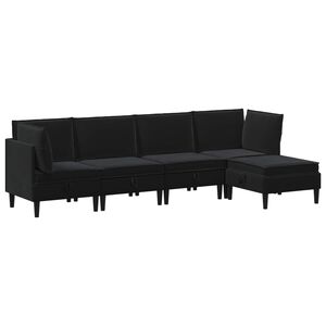 vidaXL Wohnzimmergarnitur mit Kissen mit Speicher 5 pcs Schwarz Samt