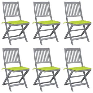 vidaXL Klappbare Gartenst&uuml;hle 6 Stk. mit Sitzkissen Massivholz Akazie