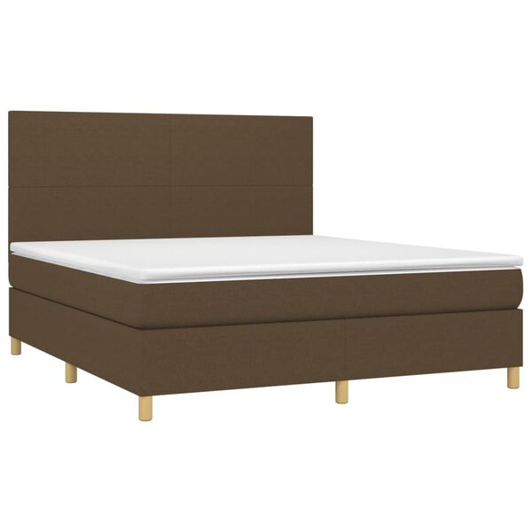 vidaXL Boxspringbett mit Matratze & LED Dunkelbraun 160x200 cm Stoff