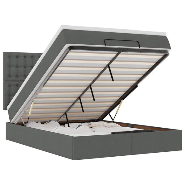vidaXL Ottoman-Bett mit Matratze & LEDs Dunkelgrau 140x190 cm Stoff