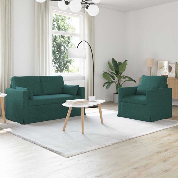 vidaXL Sofa 2 pcs Dunkelgr&uuml;n
