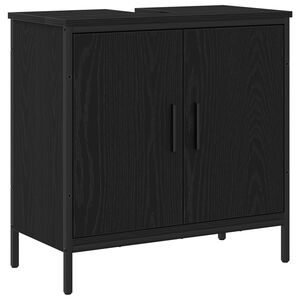vidaXL Waschbeckenschrank mit T&uuml;r Schwarz Eichen-Optik 60 x 30 x 60 cm