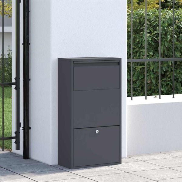 vidaXL Paketdrop-Box mit Speicher Anthrazit 44 x 22 x 82 cm Stahl