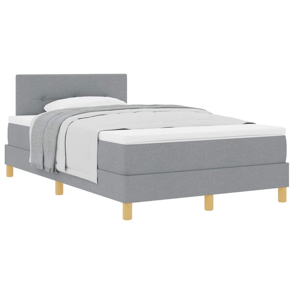 vidaXL Boxspringbett mit Matratze Hellgrau 120 x 190 cm Stoff