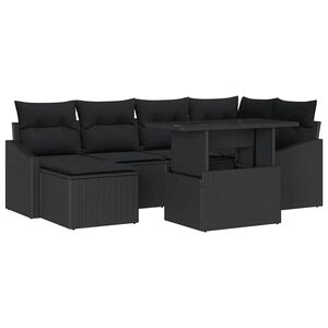 vidaXL Garten-Sofa-Set mit Kissen 7 pcs Schwarz