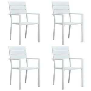 vidaXL Gartenst&uuml;hle 4 Stk. Wei&szlig; HDPE Holz-Optik