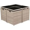vidaXL 9-tlg. Garten-Essgruppe mit Auflagen Poly Rattan Beige