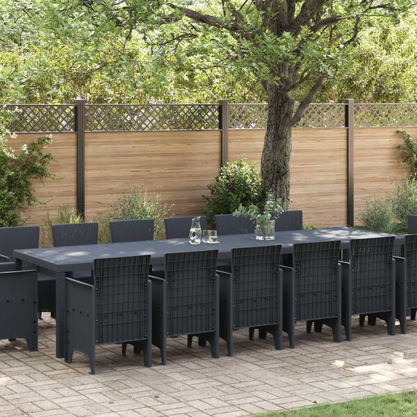 vidaXL Garten Essgruppe 15 pcs Anthrazit Polt Rattan