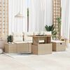 vidaXL Garten-Sofa-Set mit Kissen mit Speicher 6 pcs Beige Poly Rattan