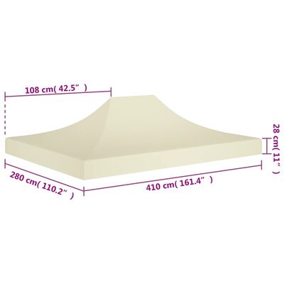 vidaXL Partyzelt-Dach 4x3 m Creme 270 g/m²