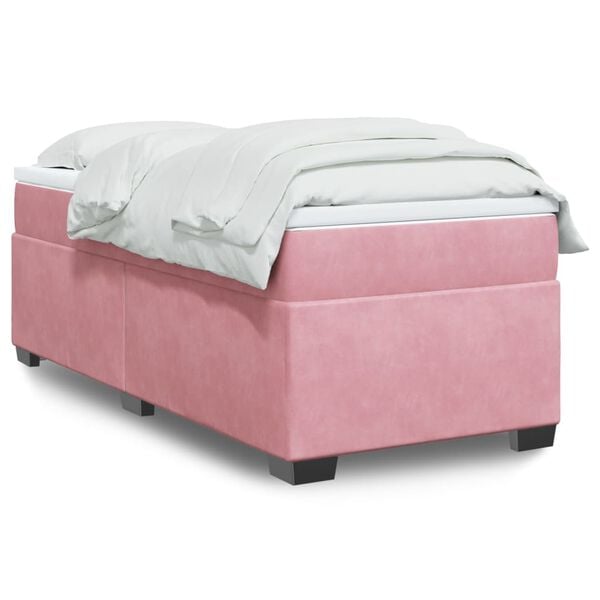 vidaXL Boxspringbett mit Matratze Rosa 80x200 cm Samt