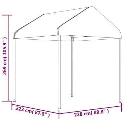 vidaXL Pavillon mit Dach Weiß 2,28x2,23x2,69 m Polyethylen