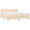 vidaXL Boxspringbett mit Matratze Creme 180x200 cm Stoff