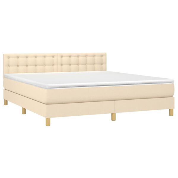 vidaXL Boxspringbett mit Matratze Creme 180x200 cm Stoff