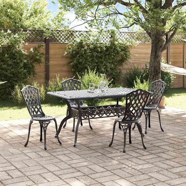 vidaXL Garten Essgruppe 5 pcs Schwarz Aluminium