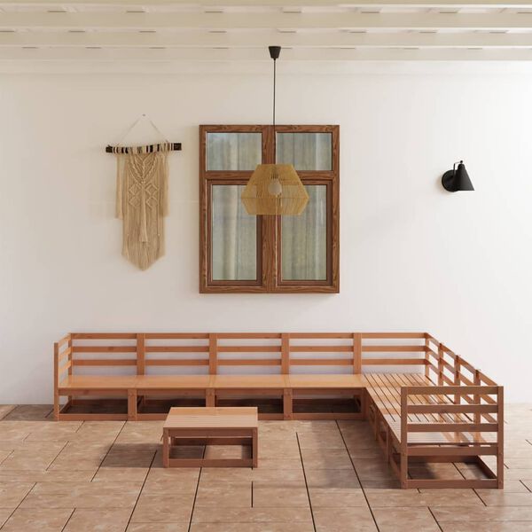 vidaXL 9-tlg. Garten-Lounge-Set Honigbraun Massivholz Kiefer