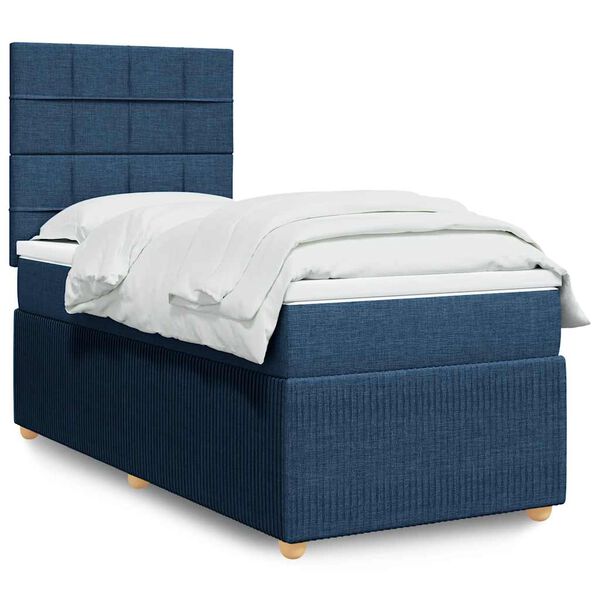 vidaXL Boxspringbett mit Matratze Blau 90x190 cm Stoff