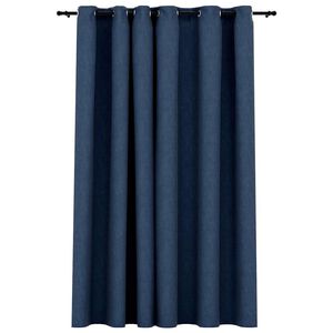 vidaXL Verdunkelungsvorhang mit &Ouml;sen Leinenoptik Blau 290x245 cm