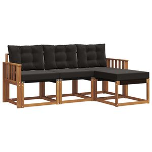 vidaXL Outdoor-Sofagarnitur 4 stk. 4-Sitzer Natur und Schwarz