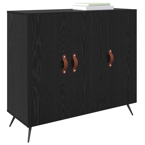 vidaXL Sideboard Schwarz Eichen-Optik 89,5 x 34 x 80 cm Holzwerkstoff