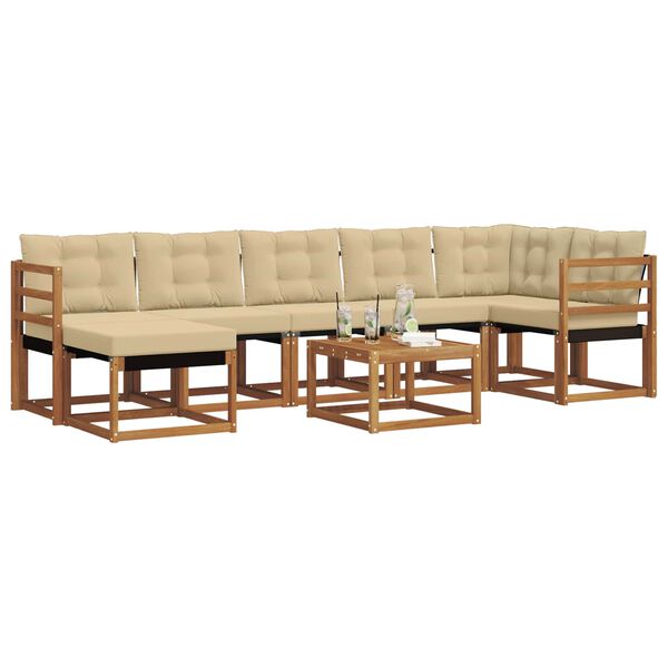 vidaXL Outdoor-Sofagarnitur mit Kissen 8 pcs Natur und Beige