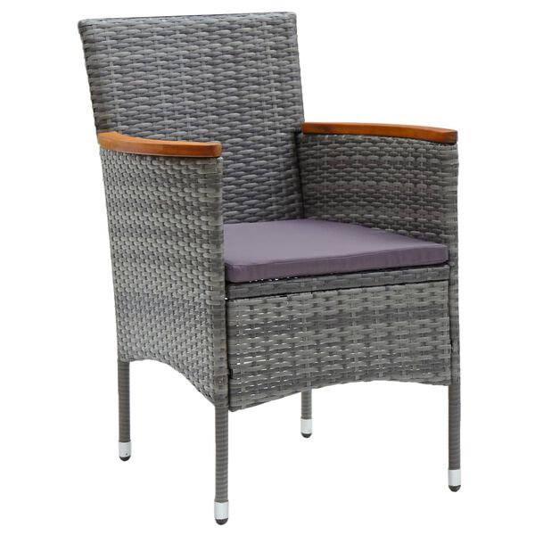 vidaXL 3-tlg. Bistro-Set Poly Rattan und Akazienholz Grau
