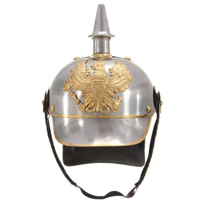 vidaXL Deutscher Preußischer Helm Antik Replik LARP Silbern Stahl