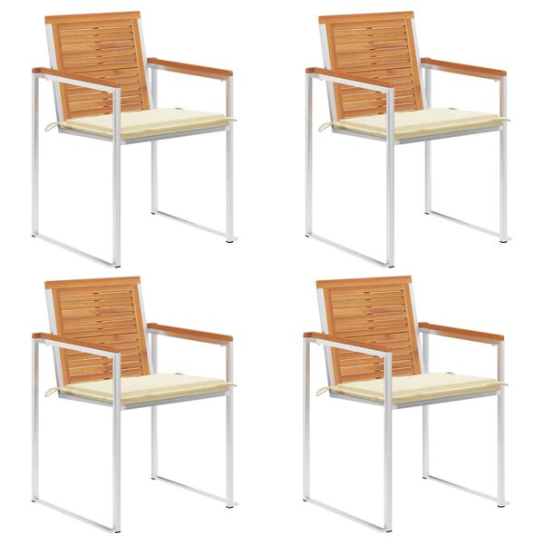 vidaXL Gartenst&uuml;hle 4 Stk. mit Kissen Massivholz Akazie