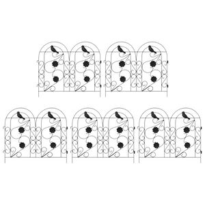 vidaXL Gartenzaun 5 pcs Schwarz Stahl