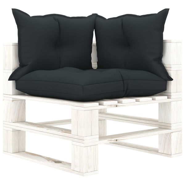 vidaXL 7-tlg. Garten-Lounge-Set Paletten mit Kissen in Anthrazit Holz